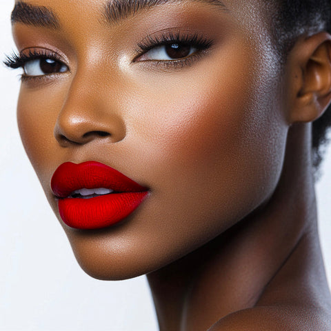 Mocha Made Cosmetics Red Velvet is a cherry red matte liquid lipstick Non sticky light to wear smooth and velvety matte soft vegan and cruelty free