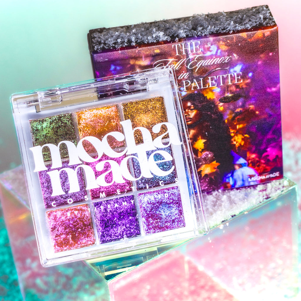 Stunning 6 pan mini multi chrome eyeshadow palette inspired by the enchanting balance of the season and the celestial elegance of Libra and the Autumnal Equinox of Fall