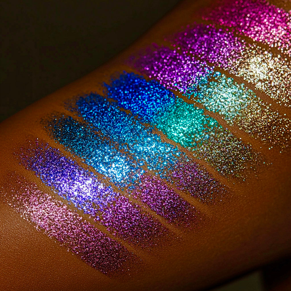 Stunning 6 pan mini multi chrome eyeshadow palette inspired by the enchanting balance of the season and the celestial elegance of Libra and the Autumnal Equinox of Fall