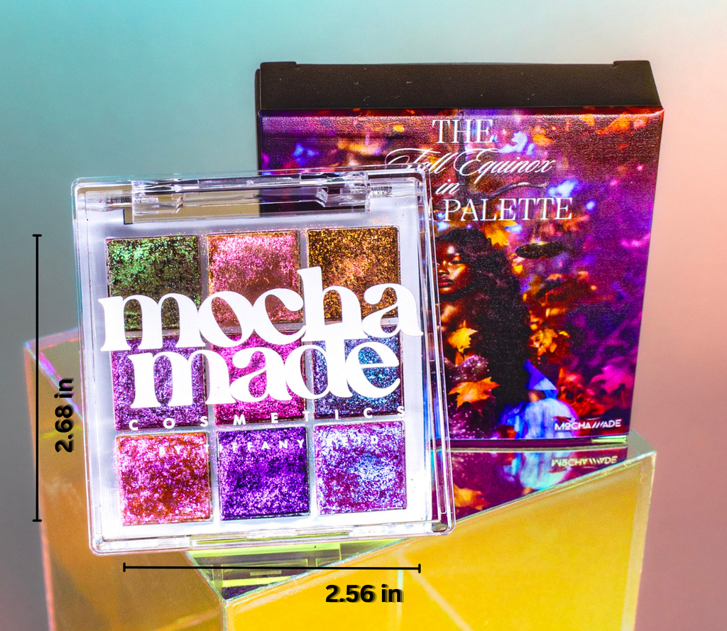 Stunning 6 pan mini multi chrome eyeshadow palette inspired by the enchanting balance of the season and the celestial elegance of Libra and the Autumnal Equinox of Fall