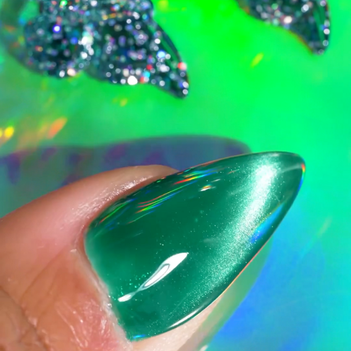 Mocha Made Cosmetics Teal  moonlight neon jelly cat eye gel polish green blue