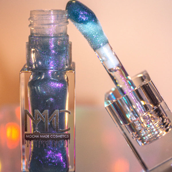 Periwinkle Blue with Iridescent Pearl  mint condition essential drip lip oil galactic gloss ocean glis gloss Haus laboratories Le riot lip glow glass slipper blue lip gloss Holographic sheer Blue Pink Purple Chameleon  lipgloss blue lip gloss aesthetic best lip gloss ethereal perfect lips opalescent sigma beauty lip switch lipglosses Chanel blue lip gloss dior addict lip maximizer plumping lip gloss Gucci Luminous Matte Blush Dyson airwrap La Mer Charlotte Tillbury Opalex Sephora