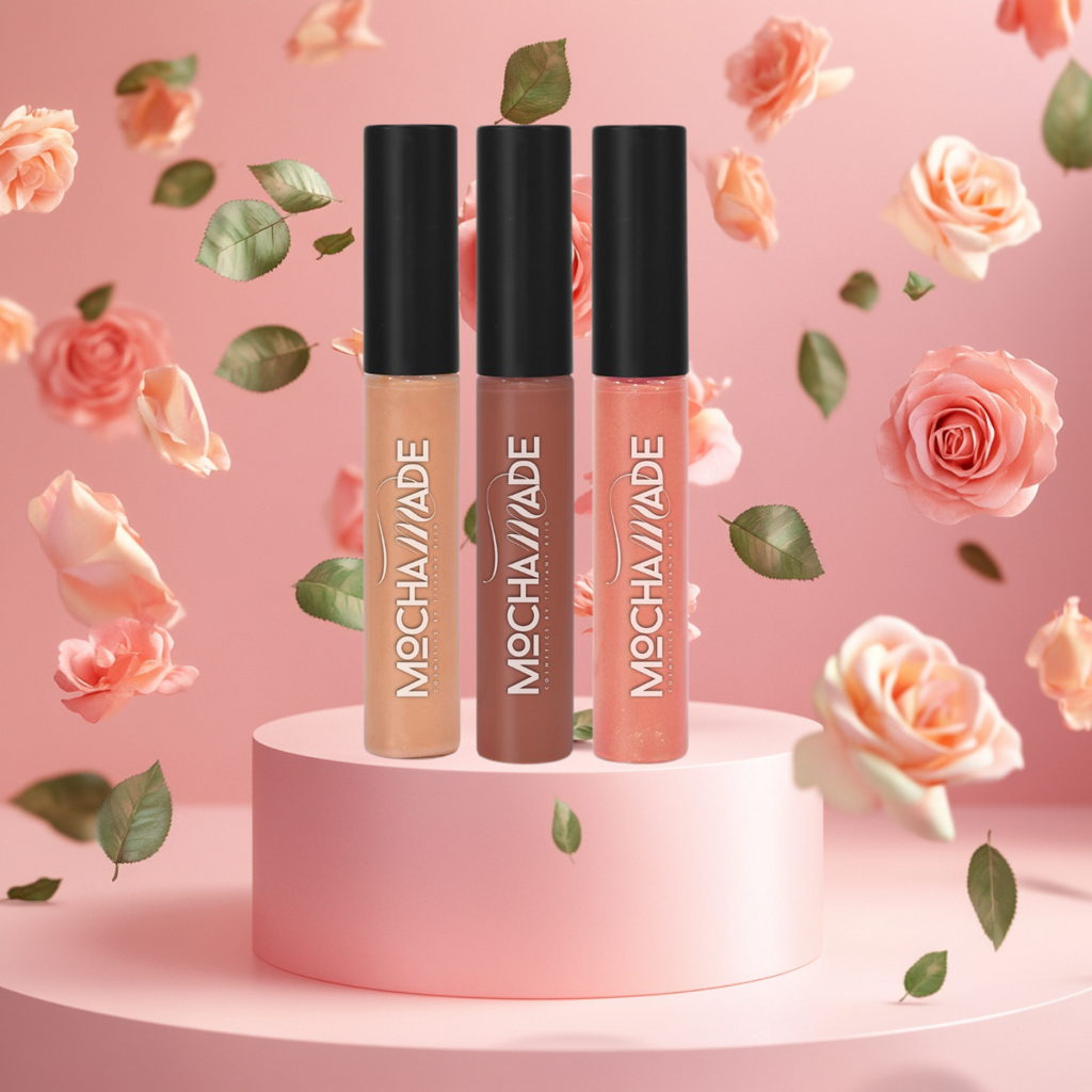 pinky mauve chocolate brown creamy beige nude lipgloss bundle set