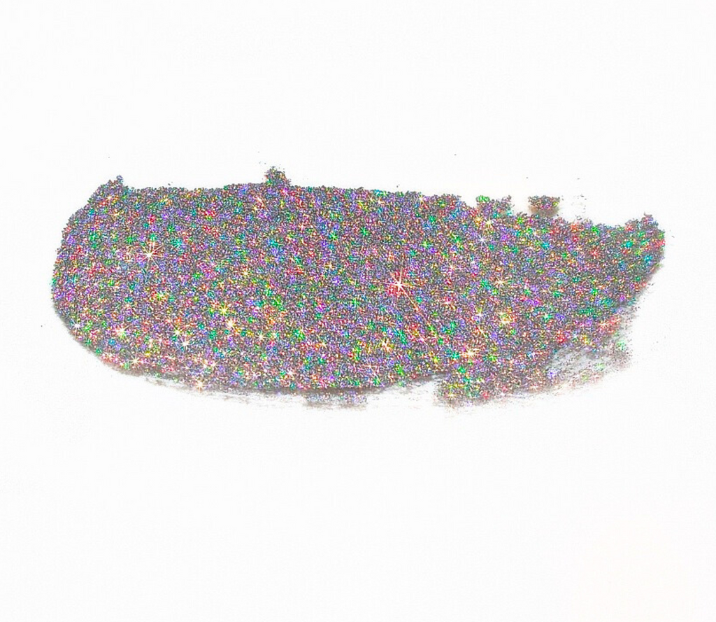 silver holographic multidimensional loose eye pigment with sparkling rainbow color shift multichrome powder