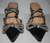  black crystal rhinestone bow knot strap shoes holiday heels