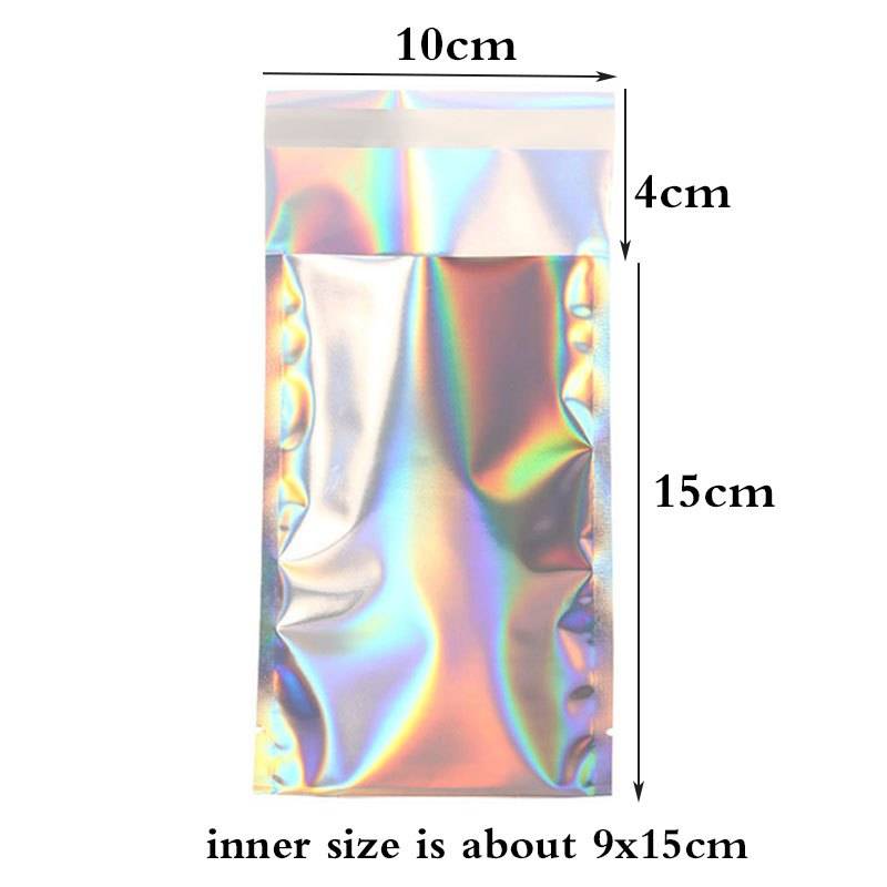 Holographic Rainbow Flat Foil Mailing Envelope Large Laser Self Adhesive Shipping Bags For Courier Storage Gift Package