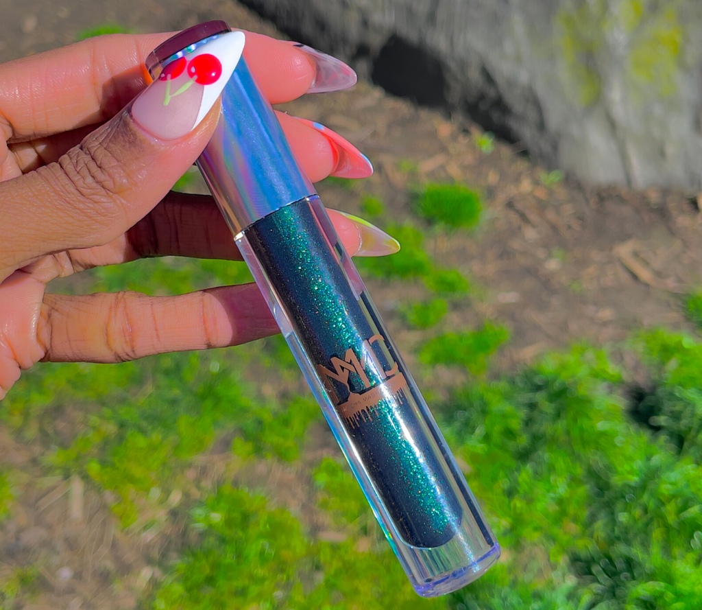 Seeing Green lip gloss is a glittering deep emerald sparkling green that will knock your socks off